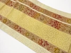 縞に花唐草模様織出し名古屋帯